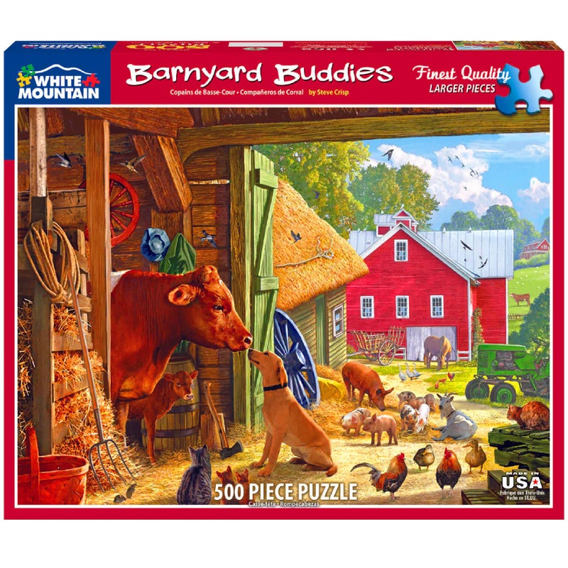 White Mountain Puzzles Barnyard Buddies - 500 Piece Jigsaw Puzzle - Image 1